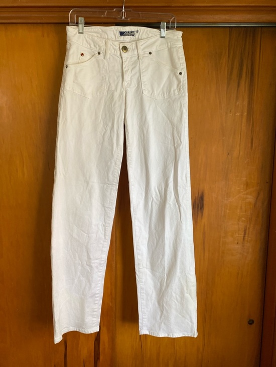 Hudson Jeans Denim - Hudson Jeans Women's 28/33” Straight-Leg White Denim Pants Flap Pockets Designer